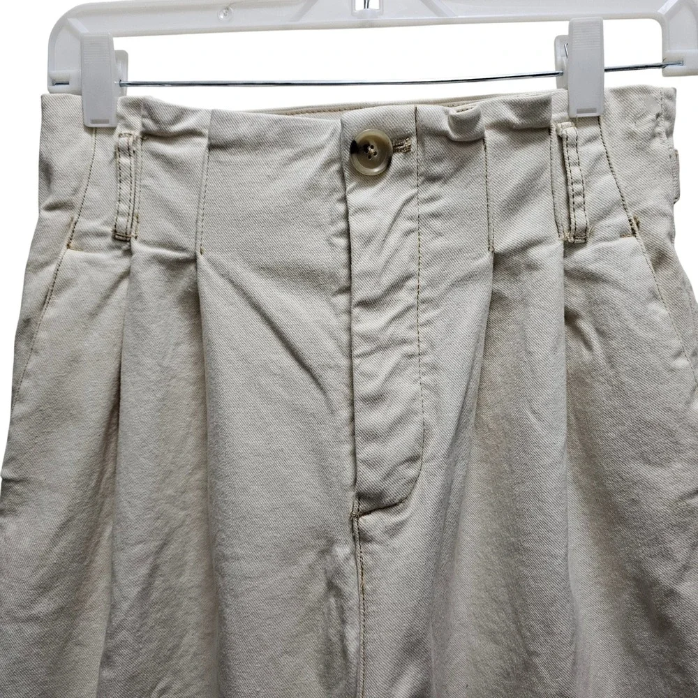 FREE PEOPLE High-Waisted Pleated Carrot Jeans Ecru Sz 2